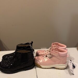 Sparkly Black and Pink Kids Boots